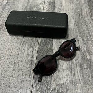 John Varvatos Men's Black Round Sunglasses - Black Lenses